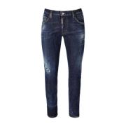Skater Blå Jeans - Slim Fit, Ripped Vaskede Detaljer