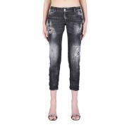 Jennifer Cropped Jeans - Mørkegrå, Størrelse 36