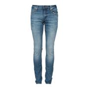Faded Skinny Jeans med Gylden Syning