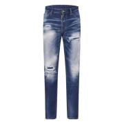 Slim-Fit Distressed Blue Jeans