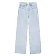 Blå Højtaljede Straight Leg Jeans