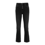 Sort Flared Bomuld Cropped Jeans